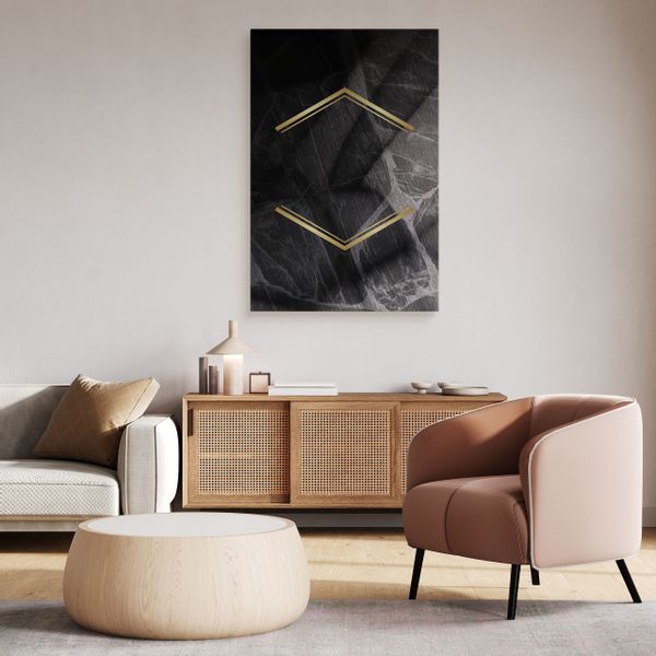 Obraz Na Płótnie Czarny Marmur Abstrakcja Styl Glamour 60cm x 90cm zdjęcie 6