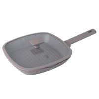 patelnia grillowa tytanowa z pokrywą 28cm berlinger haus bh-8097 taupe