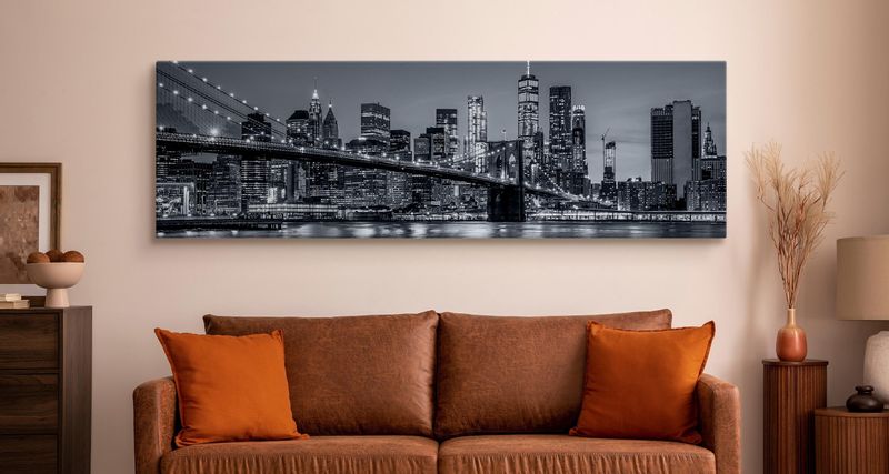 Obraz Panoramiczny NOWY YORK Nocą Brooklyn Bridge Miasto 145cm x 45cm zdjęcie 4