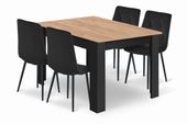 Stół do jadalni 120x80 cm craft czarny + 4 krzesła welur
