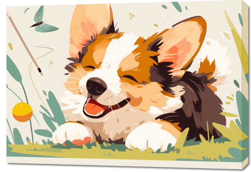 Obraz 100x70cm Beztroski Corgi zdjęcie 1