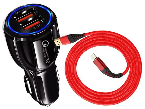 ŁADOWARKA SAMOCHODOWA QC 3.0+ KABEL DO IPHONE 3M na Arena.pl