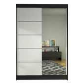 Szafa przesuwna Lino III z lustrem 120cm garderoba - CZARNY/BIAŁY