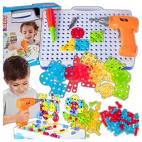 Zestaw konstrukcyjny kreatywna Mozaika śrubki WKRĘTARKA na baterie walizka