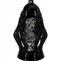 Duży znicz 35cm z pięknym motywem kwiatów nowy wzór ażurowy czarny srebrny