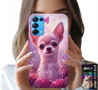 ETUI DO OPPO RENO5 4G 5G - SŁODKA CHIHUAHUA NA RÓŻOWYM TLE KWIATAMI