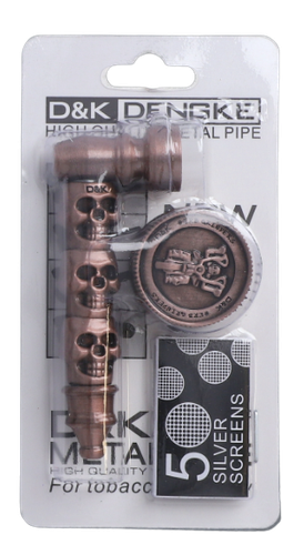 Lufka Metalowa z Motywem Czaszek + Młynek + 5 Sitek  D&K – Brązowy na Arena.pl