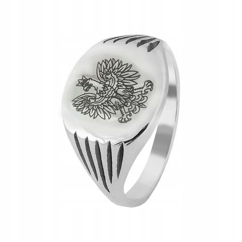 Sygnet srebrny pr. 925 Elegancki Pierścień Polerowany + Grawer | r. 22 na Arena.pl