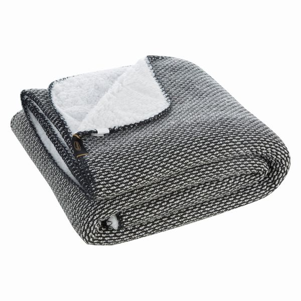 Koc narzuta na łóżko PANDA 150x200 dwustronny baranek czarny biały zdjęcie 6