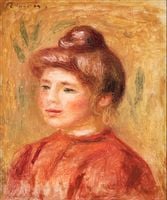 Bust of Woman in Red, Pierre-Auguste Renoir - plakat 42x59,4 cm