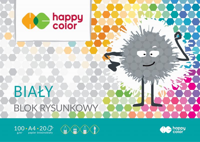 BLOK RYSUNKOWY A4 20  BIAŁY HAPPY COLOR zdjęcie 1