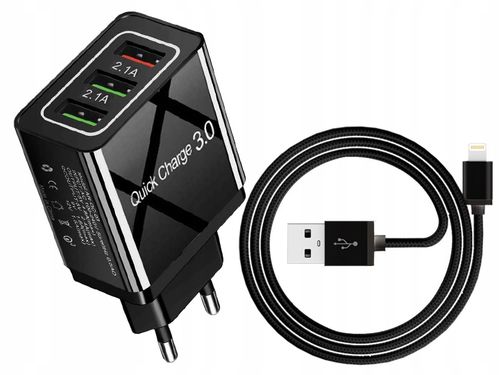 ŁADOWARKA SIECIOWA QC 3.0 KABEL LIGHTNING iPHONE na Arena.pl