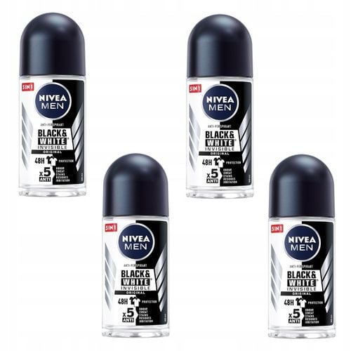 4 x NIVEA MEN Black&White Invisible Original Antyperspirant Roll On, 50 ml na Arena.pl