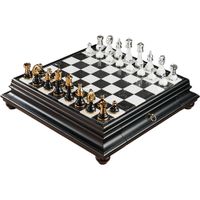 Szachy Italfama 47x47cm Drewno-Marmur Szuflada Złoto 24K Srebro 925 Król 9