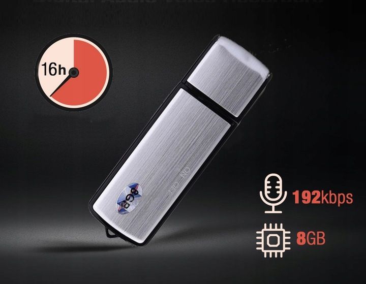 Profesjonalny MINI Dyktafon Cyfrowy PENDRIVE Podsłuch Szpiegowski SPY zdjęcie 8