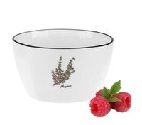 Miseczka porcelanowa salaterka 350 ml mleczna biel nadruk gałązka tymianku