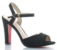 Sandały zamszowe na słupku 10 cm. czarne Rozmiar obuwia - 40