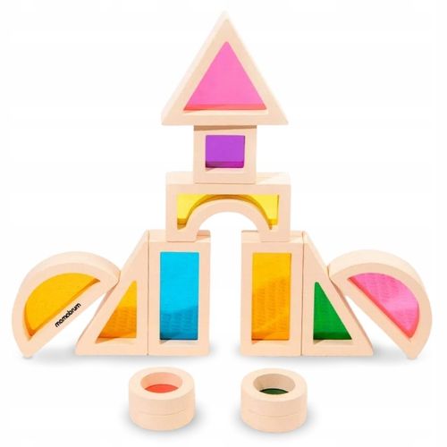 Tęczowe klocki drewniane - 25 elementów na Arena.pl