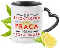 Dla Sprzątaczki Kubek Czarny Z Uszkiem W Kształcie Serca Na Prezent