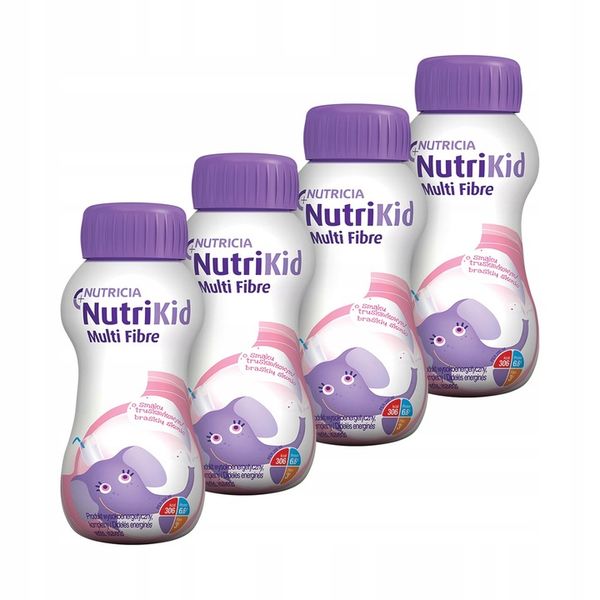 NutriKid Multi Fibre TRUSKAWKA ZESTAW 4x200ml zdjęcie 1