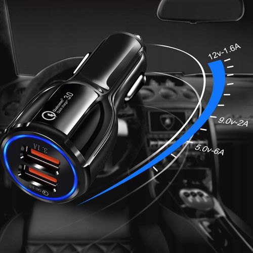ŁADOWARKA SAMOCHODOWA QUICK CHARGE KABEL LIGHTNING na Arena.pl