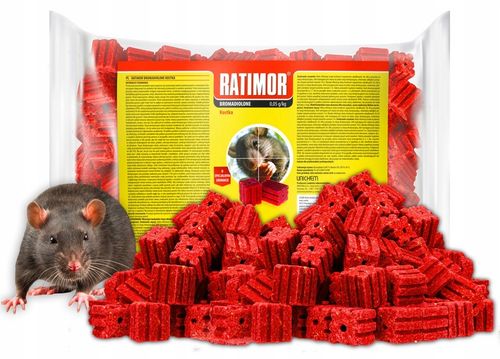 RATIMOR NA MYSZY I SZCZURY KOSTKA 1,5KG BROMADIOLONE na Arena.pl