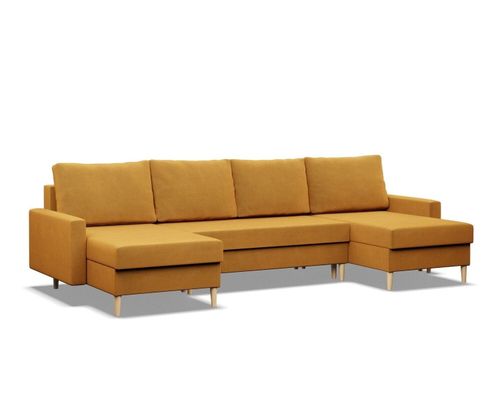 Narożnik w kształcie U, MILO, velvet, 294x140x92 cm, żółty | TYLETEGOTU na Arena.pl