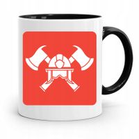 Kubek Czarny Prezent Dla Strażaka Herb Z Nadrukiem Ze Zdjęciem