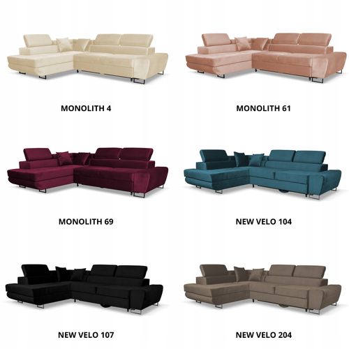 Narożnik rogówka rozkładany f spania Bosso lewy Family meble zielony welur na Arena.pl