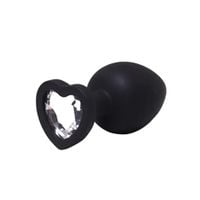 black large heart-shaped butt plug with white crystal
