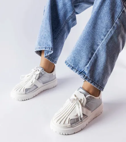 Srebrne sneakersy na platformie Binet 40 na Arena.pl