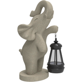 Figurka Ogrodowa Słoń z Latarnią Żywica Szara Dekoracja 26 x 13 cm