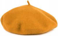 Beret damski wełniany Classic -klasyczny francuski antenka Musztardowy