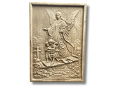 Drewniany obraz Anioł Stróż z dziećmi prezent na chrzest komunie na ścianę