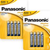 8x AAA Baterie Alkaliczne PANASONIC LR03 Paluszki Bateria R3 Blister x2
