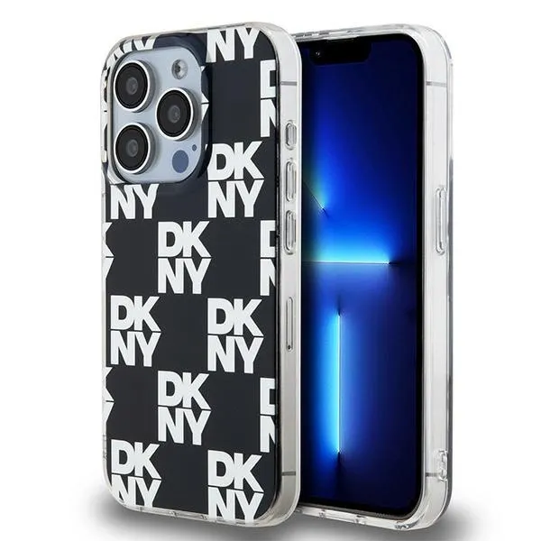 Etui DKNY IML Checkered Mono Pattern na iPhone 15 Pro - czarne zdjęcie 1