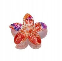 Spinka klamra plastikowa kwiatek hawajski nakrapiany pomarańczowy 8cm