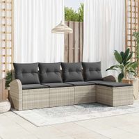 Zestaw Sof na Ogród 5 pcs Jasnoszary polirattan
