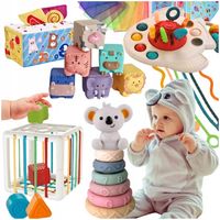 Zestaw Zabawek Sensorycznych Montessori 6w1 dla dziecka 6-12 msc 34 element