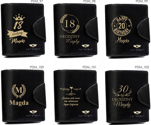 Portfel skórzany czarny damski prezent NA URRODZINY DLA NIEJ z GRAWEREM na Arena.pl