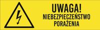 Tabliczka Uwaga! niebezpieczeństwo porażenia grawer piktogram 20x6 cm