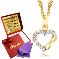 Złoty Łańcuszek 585 Naszyjnik Wisiorek Serce Grawer UPOMINEK GRATIS