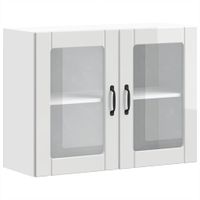 Szafka ścienna kuchenna ze szklanymi drzwiami, Lucca, biała