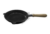 PATELNIA ŻELIWNA Z DREWNIANĄ RĄCZKĄ