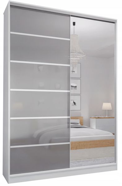 SZAFA 180 x 250 BIAŁA - LUSTRO + SZARY LACOBEL zdjęcie 1