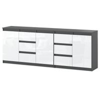 Komoda Do Sypialni 6 Szuflad 200cm Nowoczesna Salon Szara Mat Biała Połysk