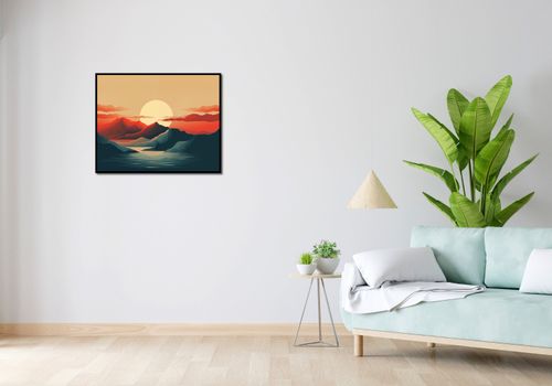 Plakat 76x60,5cm Zachód Słońca nad Górami na Arena.pl