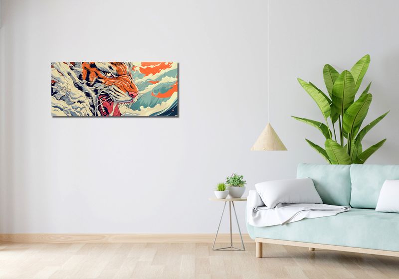 Obraz 100x40cm Tygrys Na Fali zdjęcie 2