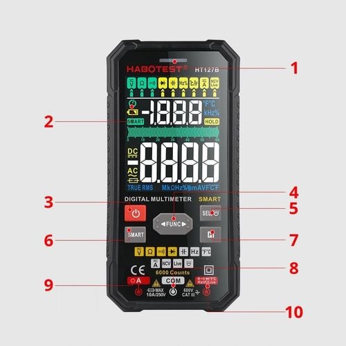 CYFROWY MULTIMETR UNIWERSALNY TRUE RMS NCV LATARKA LED + KABLE ETUI na Arena.pl