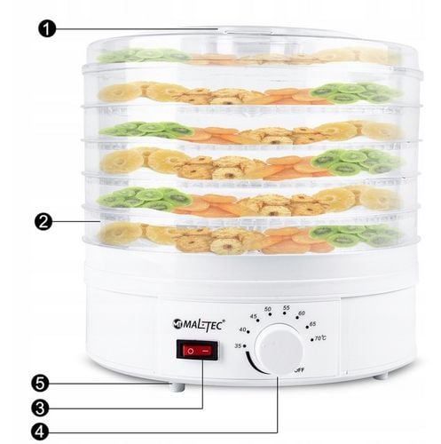 SUSZARKA SPOŻYWCZA DO GRZYBÓW OWOCÓW WARZYW REGULACJA 5 POZIOMÓW 600W na Arena.pl